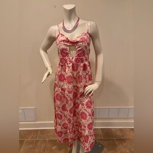 Annva Pink and White 90s Celestial Print Sundress with Cutout, size large